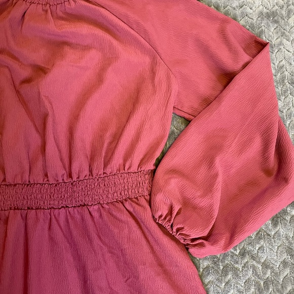 A new day Pink Long Sleeve Midi Dress Puff Sleeve Midi dress - Picture 3 of 6